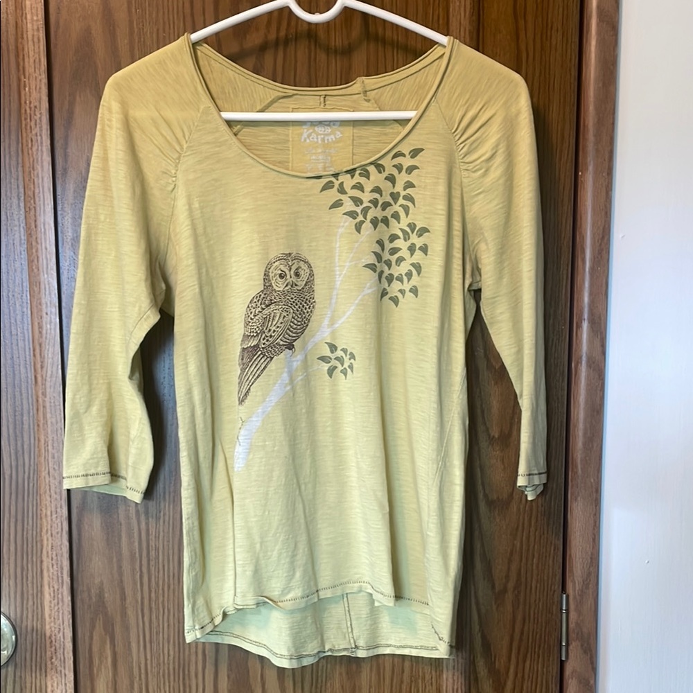 Life Is Good Yellow 3/4 Sleeve Fitted Blouse